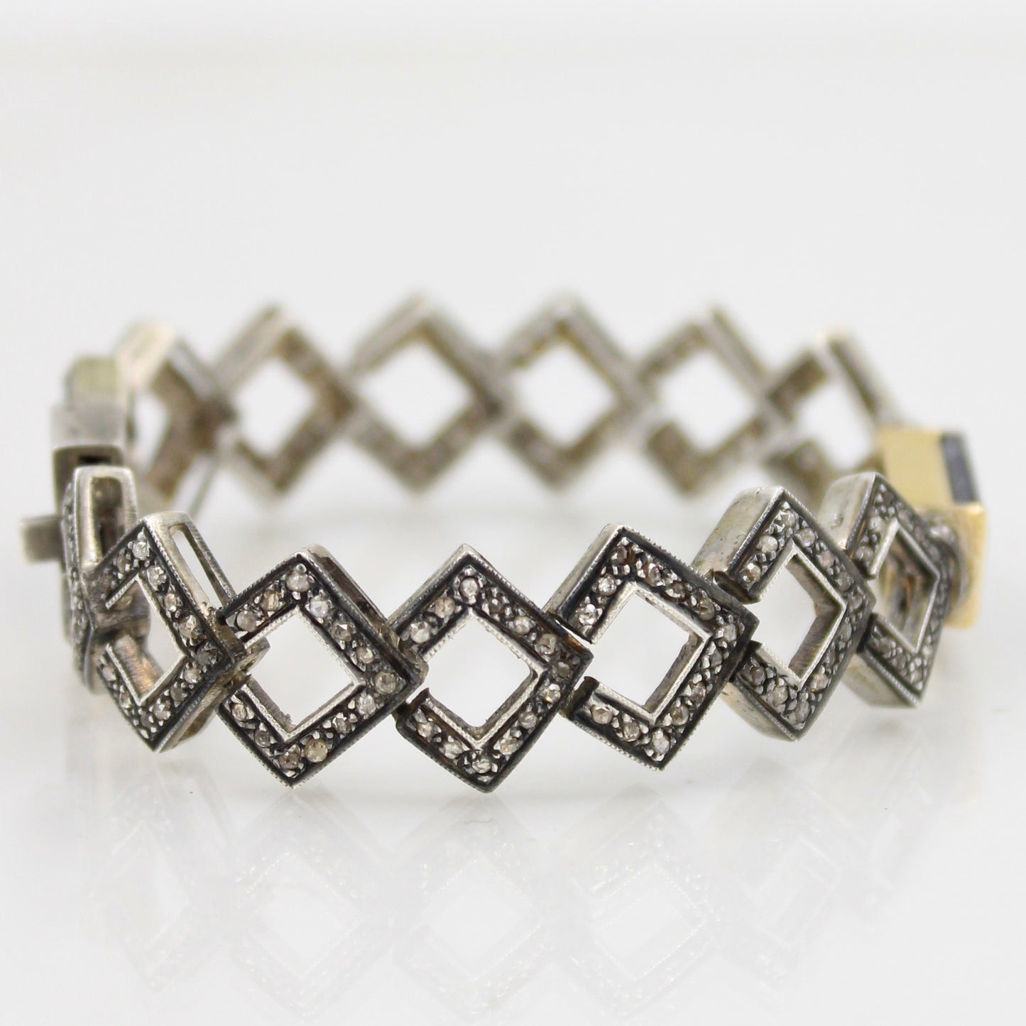 Victorian 5.13 TCW Iolite and Diamond Bracelet in 14K Gold & Sterling Silver