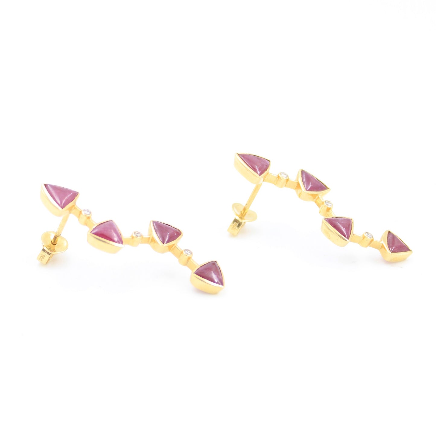 Elegant 3.75 TCW Natural Ruby and Diamond Drop Earrings in 18K Yellow gold