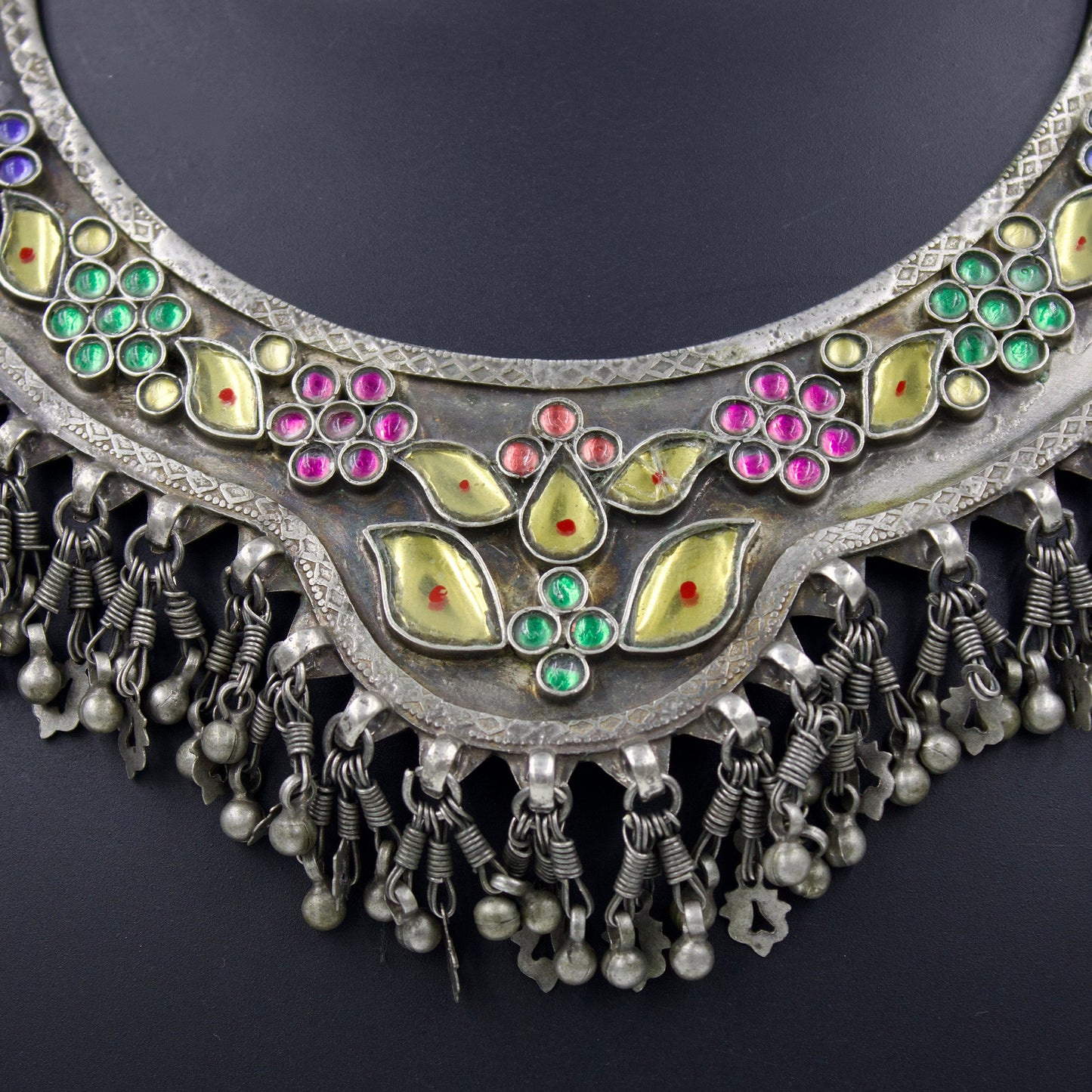 Antique Indian Barmerii Tribal Statement CollarNecklace in Silver Collectors Piece Circa 1930