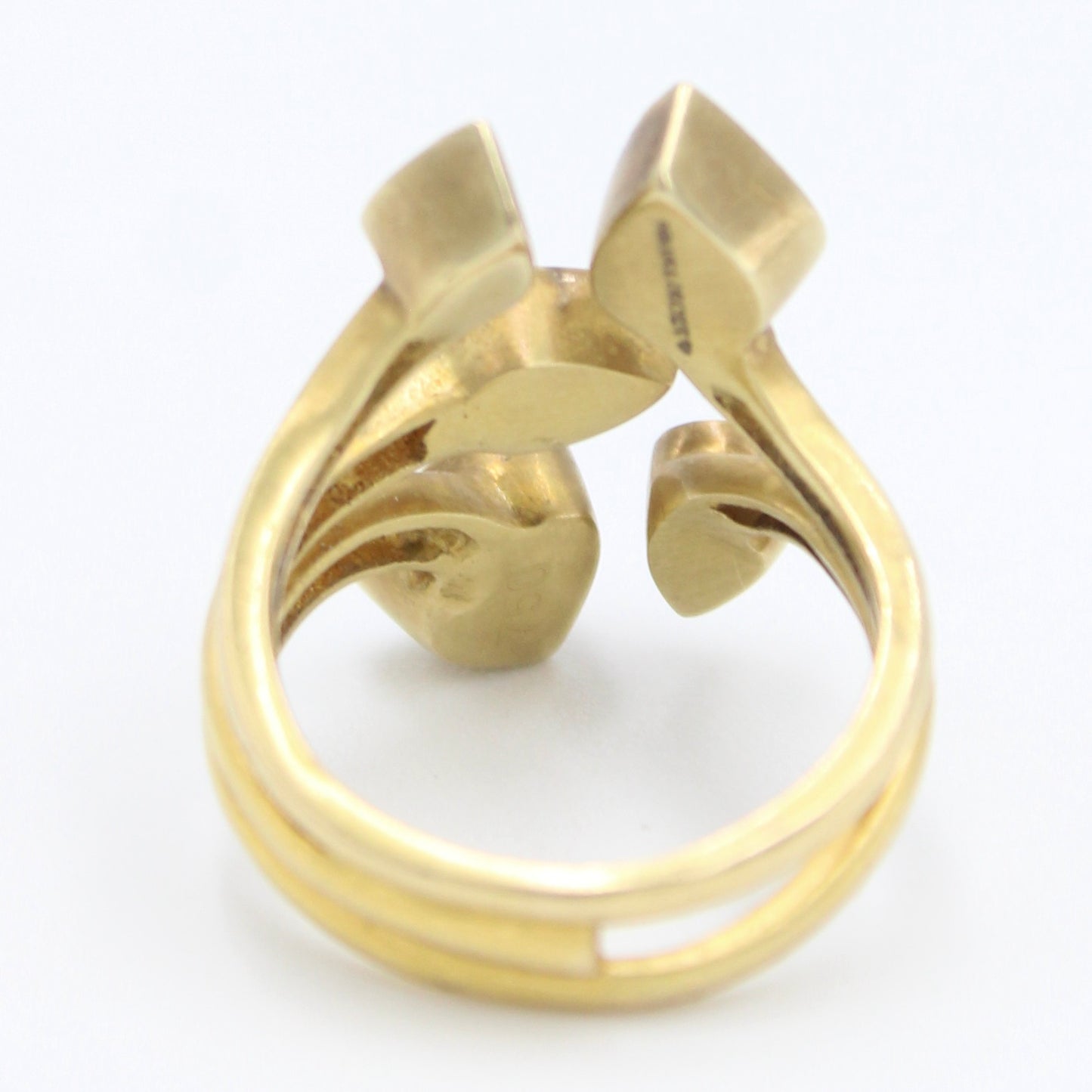 Natural 0.80 Ct Rose Cut Diamond Between the Finger Ring in 18K Brushed Gold