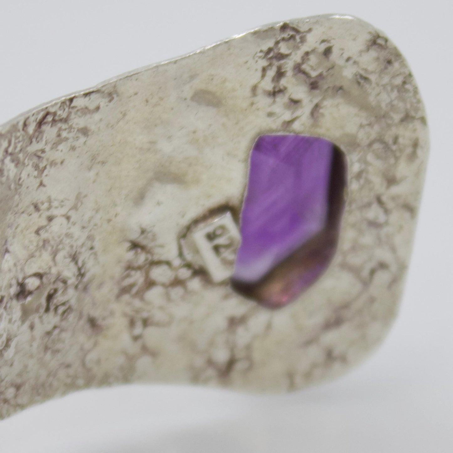 Amethyst Hammered Statement Reversible Cuff Bracelet in Sterling Silver