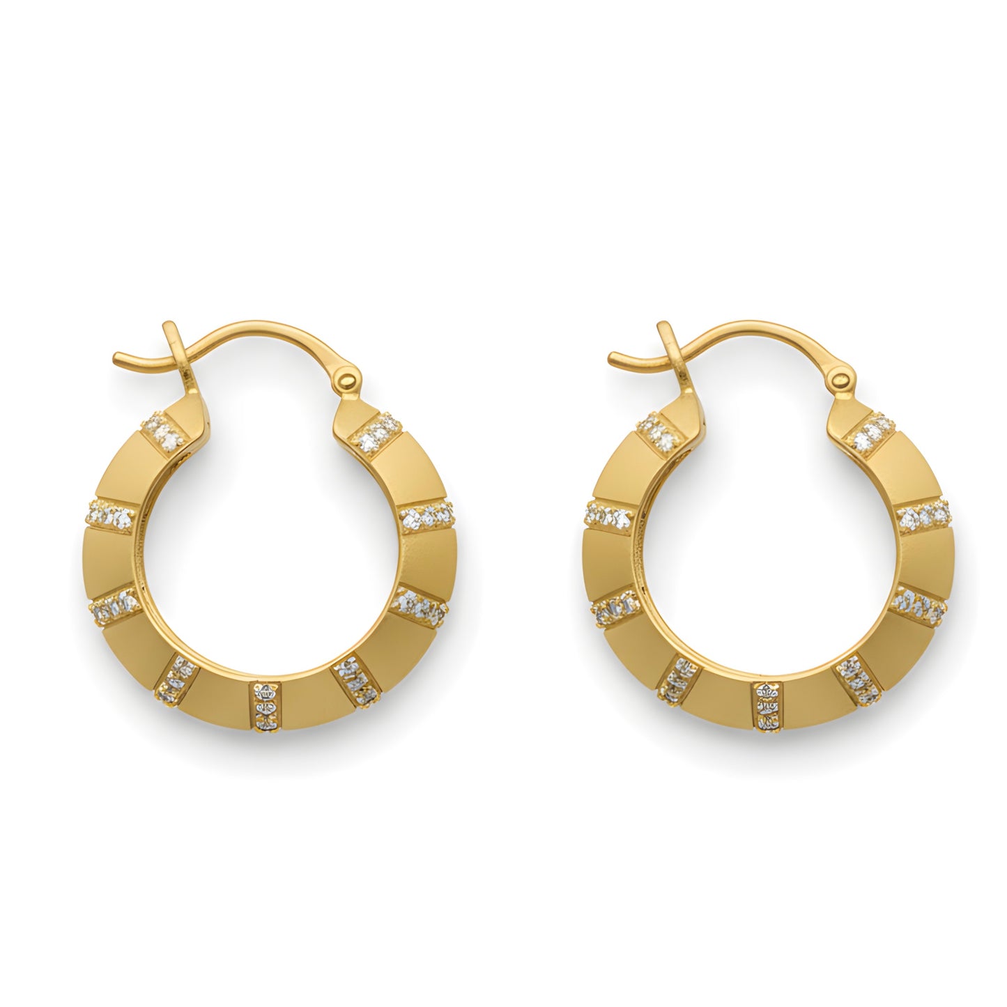 Statement 0.52 Ct Natural Diamond Matte Gold Hoop Earrings in 18K Yellow Gold