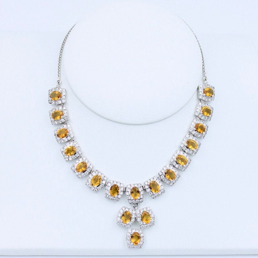 Natural AAA Citrine Necklace, Earrings and Ring in Sterling Silver