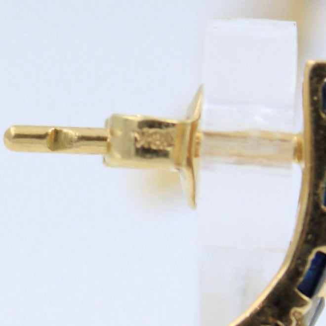 Elegant 1.64 TCW Natural Sapphire & Diamond Ear Cuff Stud Earring in 18K Gold