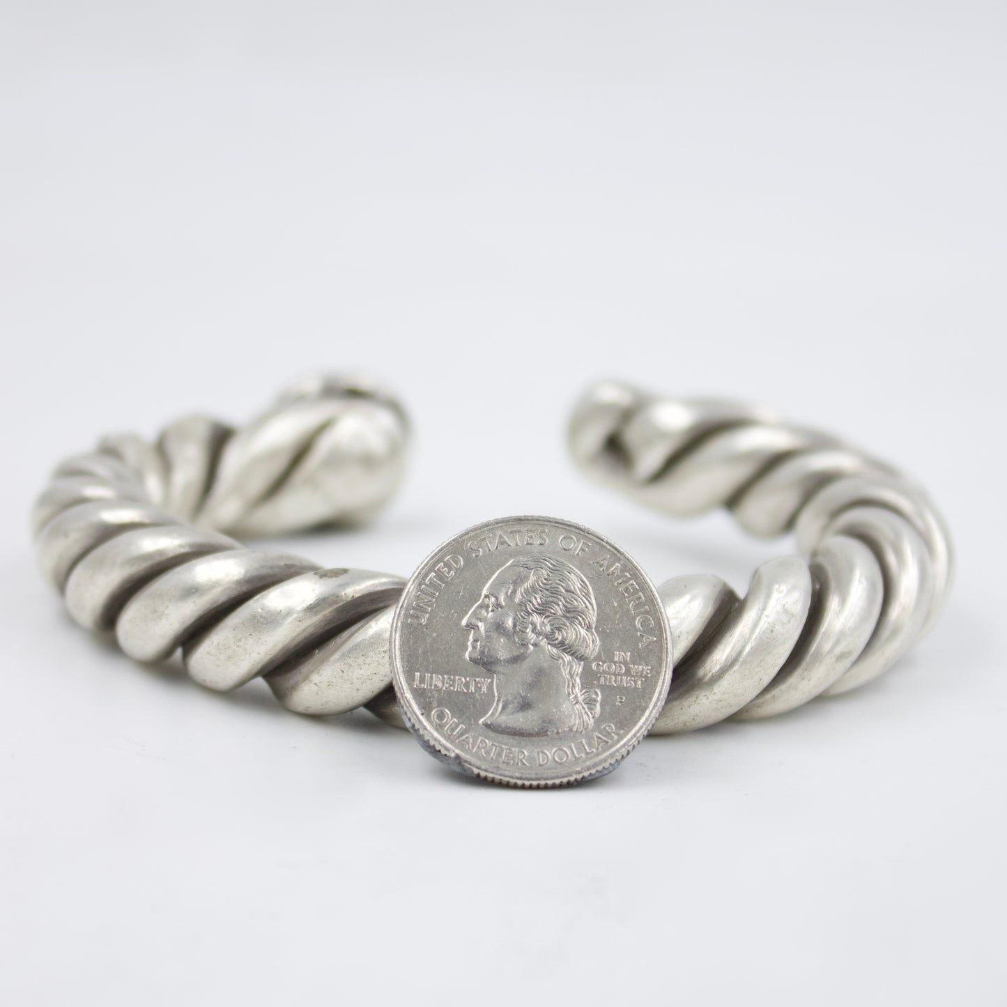 Antique Mughal Urdu Etched Twisted Silver Cuff Bracelet | 1910's Museum Piece