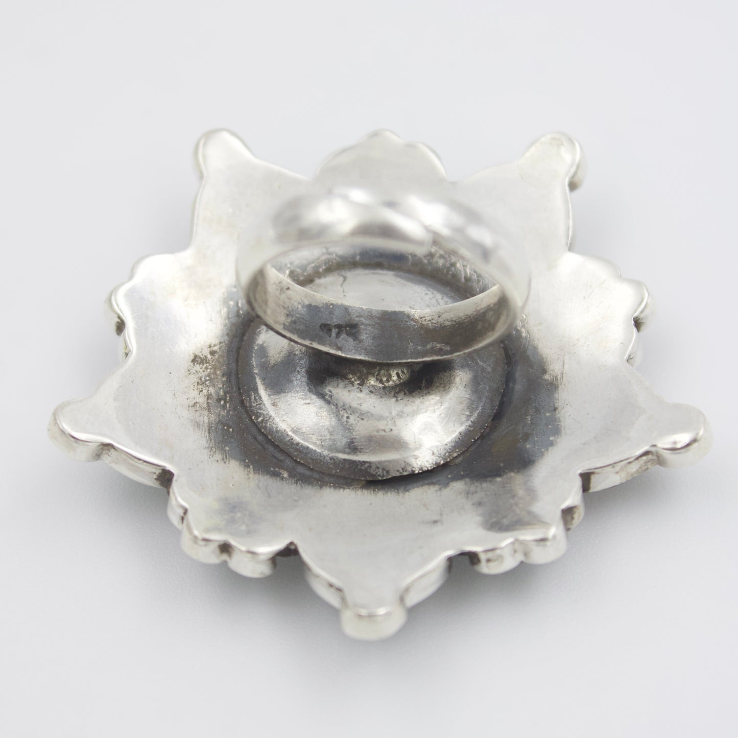 Vintage Turquoise Star Rosette Masterpiece Statement Ring in Sterling Silver