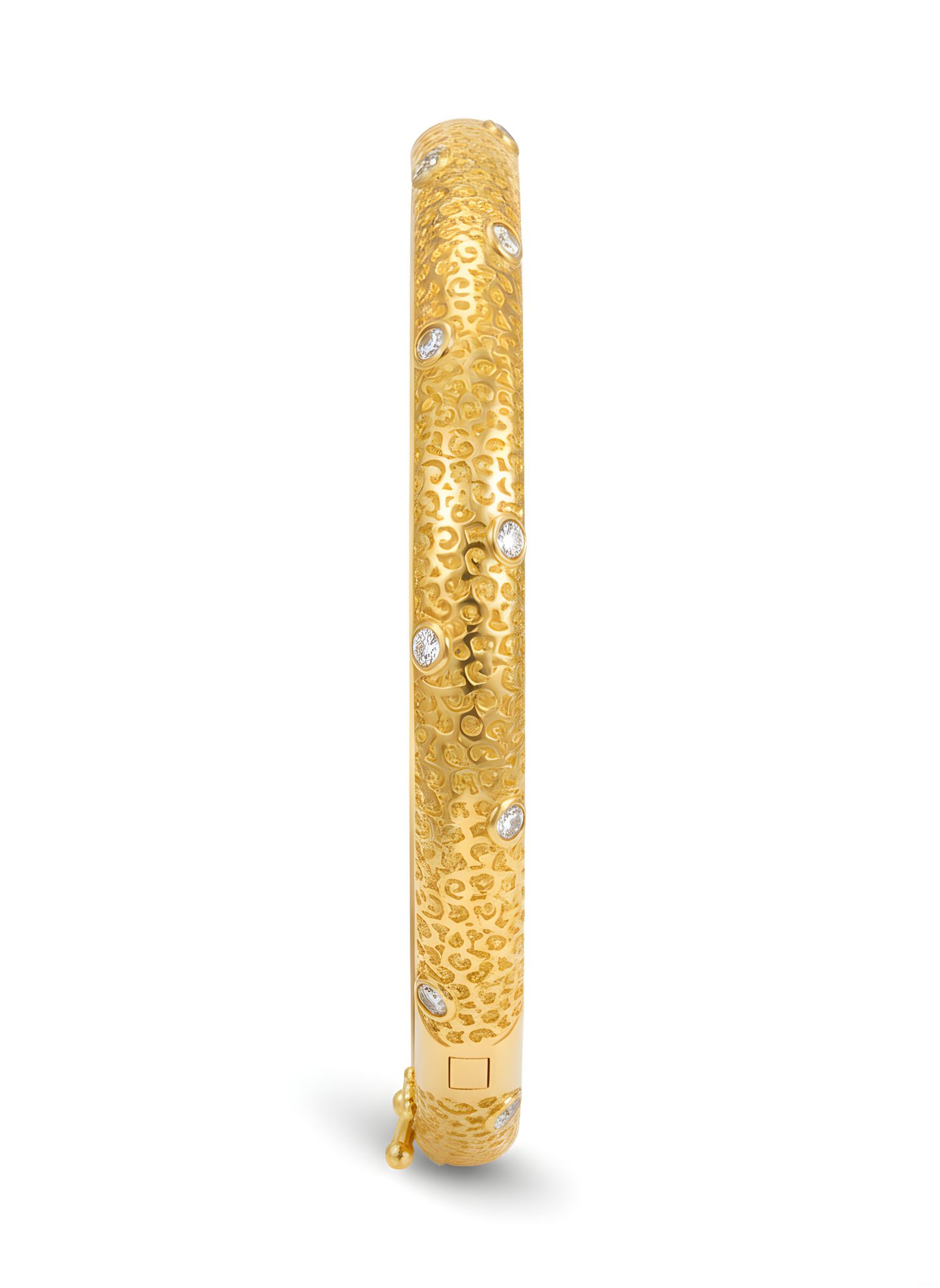 Luxurious 0.74 Ct Natural Diamond Filigree Work Bangle Bracelet 18K Yellow Gold