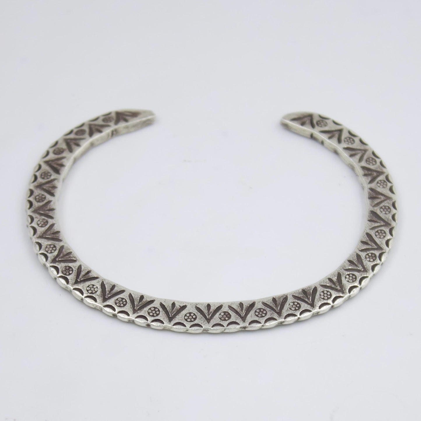 Indonesian Handmade Unisex Slim Cuff Bracelet in Sterling Silver