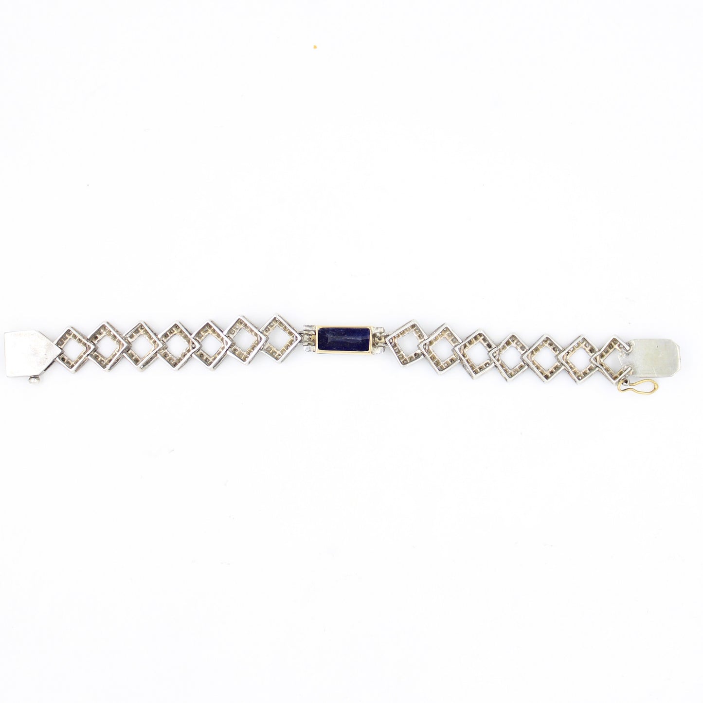 Victorian 5.13 TCW Iolite and Diamond Bracelet in 14K Gold & Sterling Silver