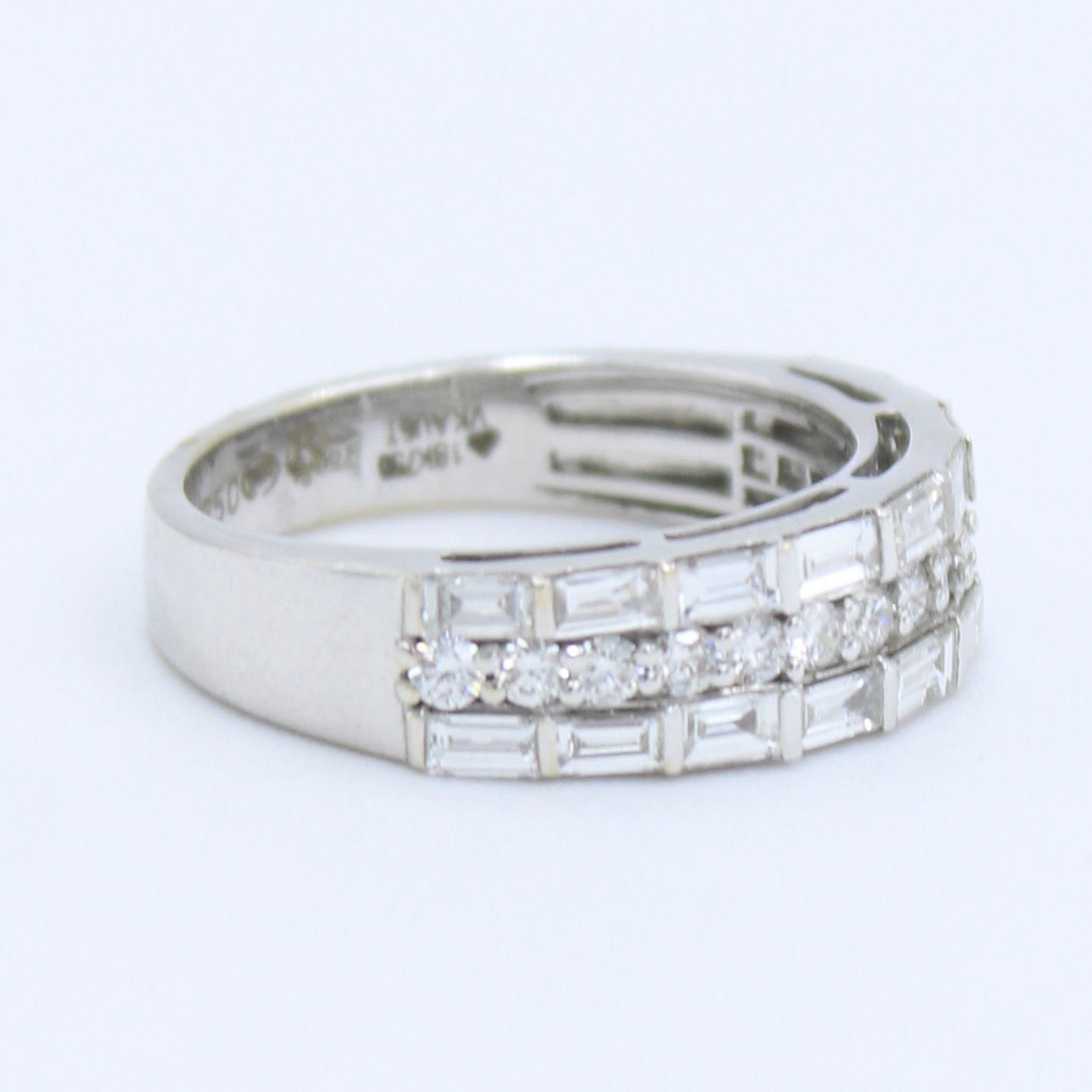 Natural 1.26 Ct E-VVS Baguette Diamond Band Ring in 18K White Gold Size 6.5