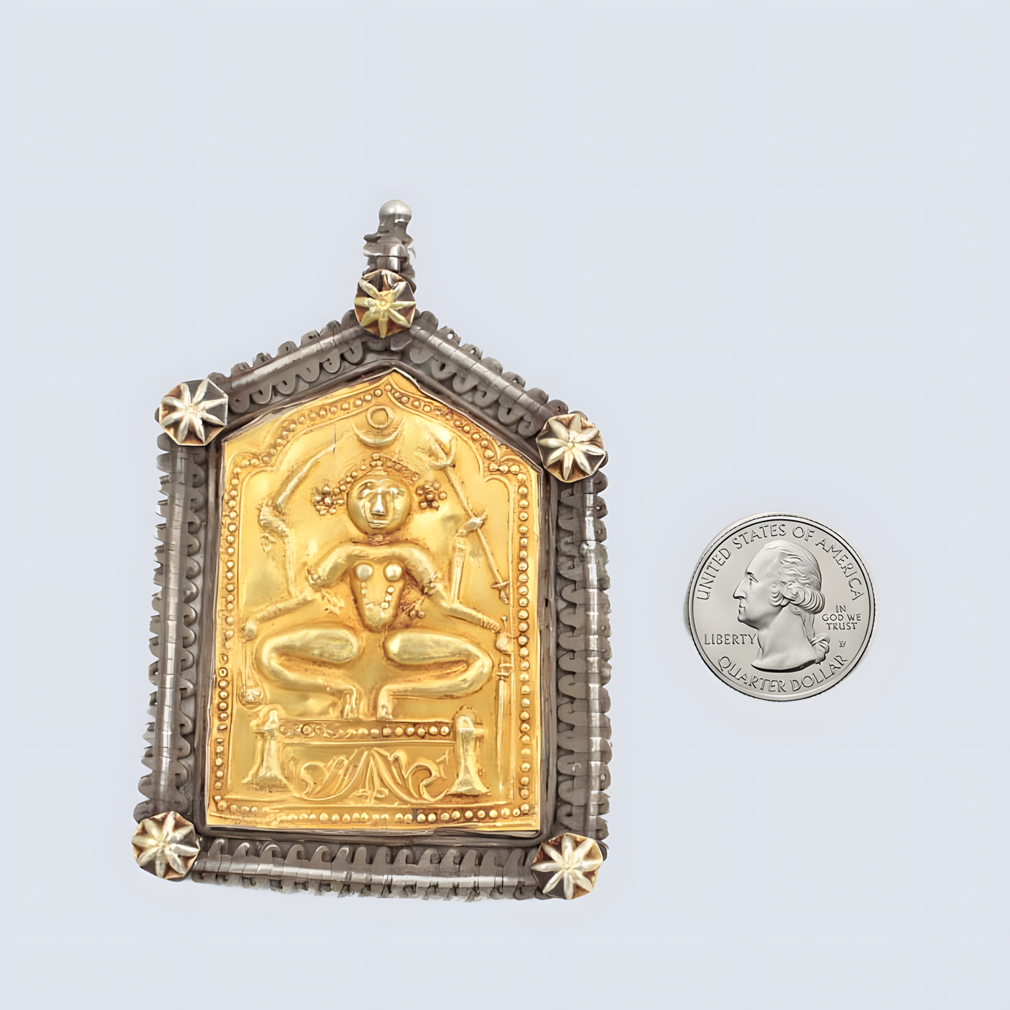 Antique Silver & Gold Polished Barmer Deity Pendant