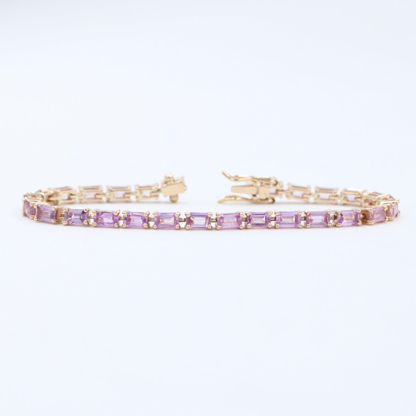 Natural 8.25 Ct Pink Sapphire Gradient Summer Tennis Bracelet in 18K Rose Gold