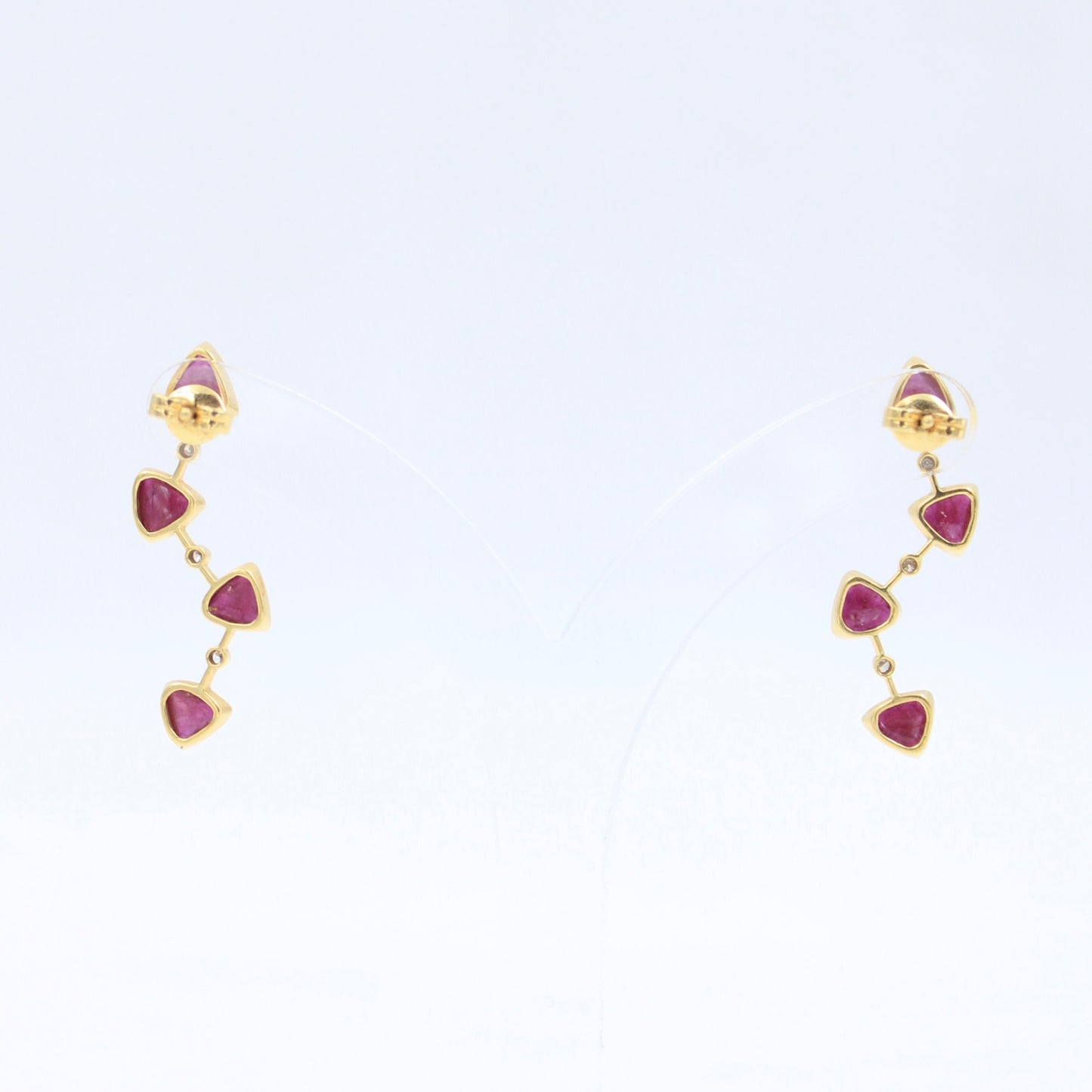 Elegant 3.75 TCW Natural Ruby and Diamond Drop Earrings in 18K Yellow gold