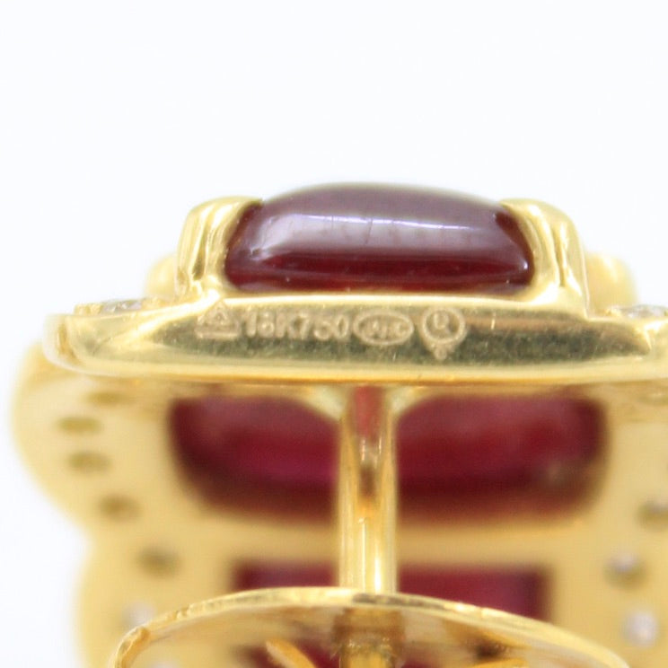 Elegant 7.75 CT Natural Ruby and Diamond Stud Earrings in 18K Yellow Gold