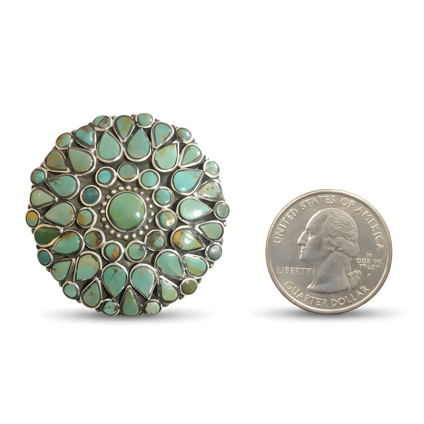 Vintage Tibetan Natural Turquoise Cocktail Ring in Sterling Silver