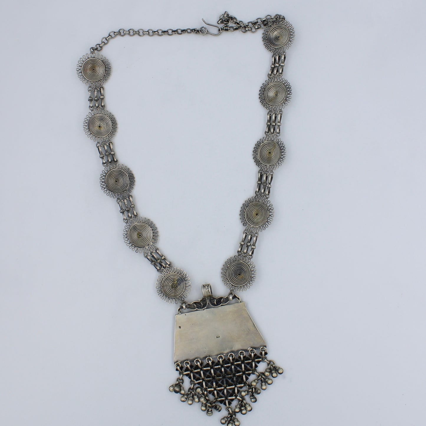 Handmade Indian Tribal Statement Peacock Pendant Necklace in Sterling Silver