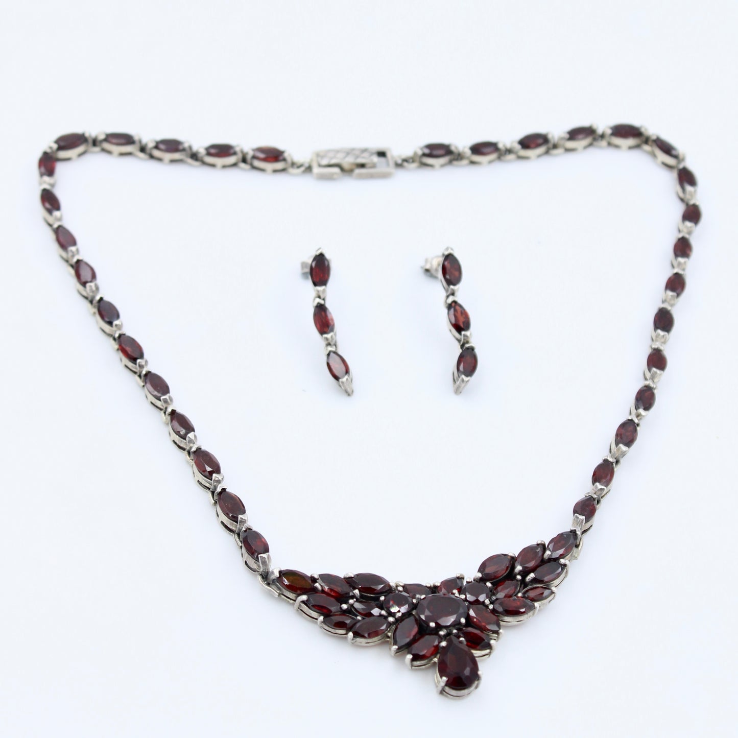 AAA Natural Spessartite Garnet Pendant Necklace and Earrings in Sterling Silver