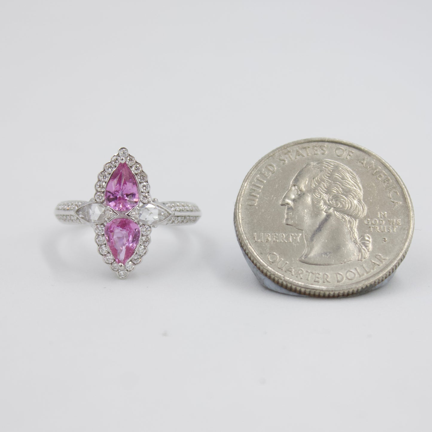 1.72 TCW Barbie Pink Sapphire & Diamond Halo Cocktail Ring in 18K Gold