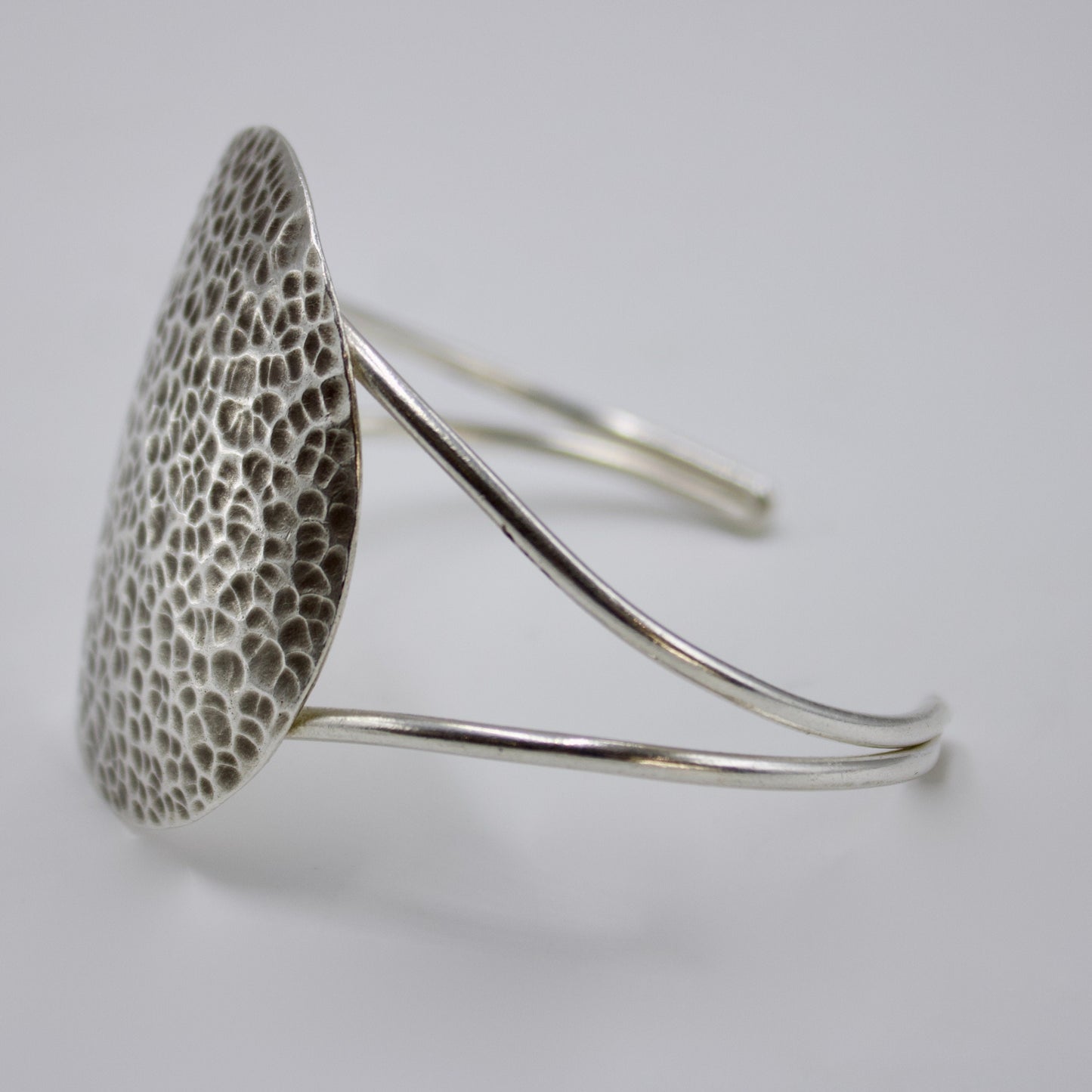 Indonesian Hammer Work Handmade Cuff Bracelet in Sterling Silver