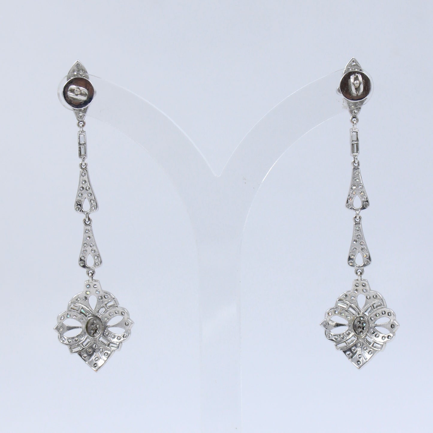 Vintage Art Deco 2.49 CT Natural Diamond Statement Drop Earring 18K White Gold