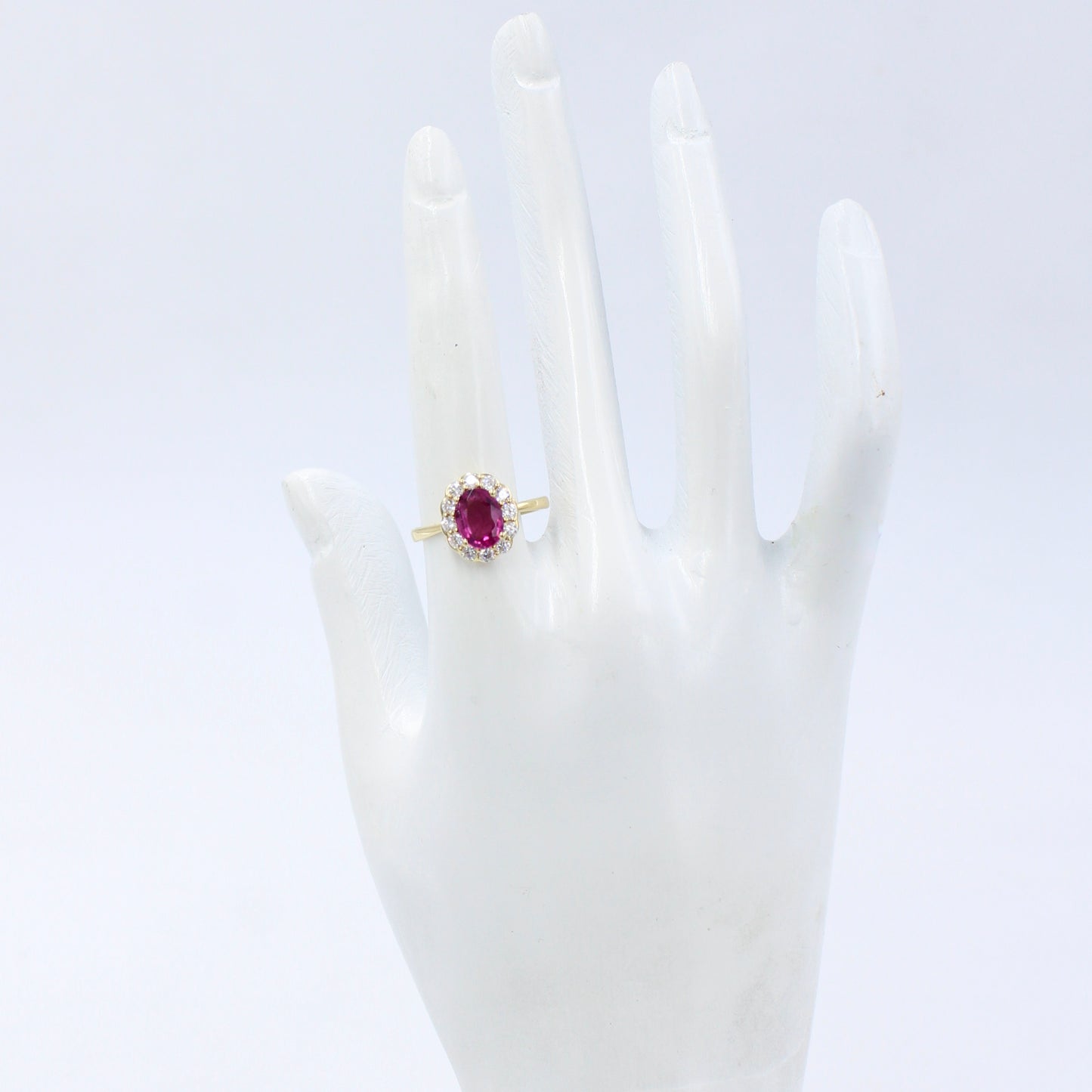 Minimal 1.6 Ct Untreated Rubellite Tourmaline & Diamond Ring in 18K Yellow Gold