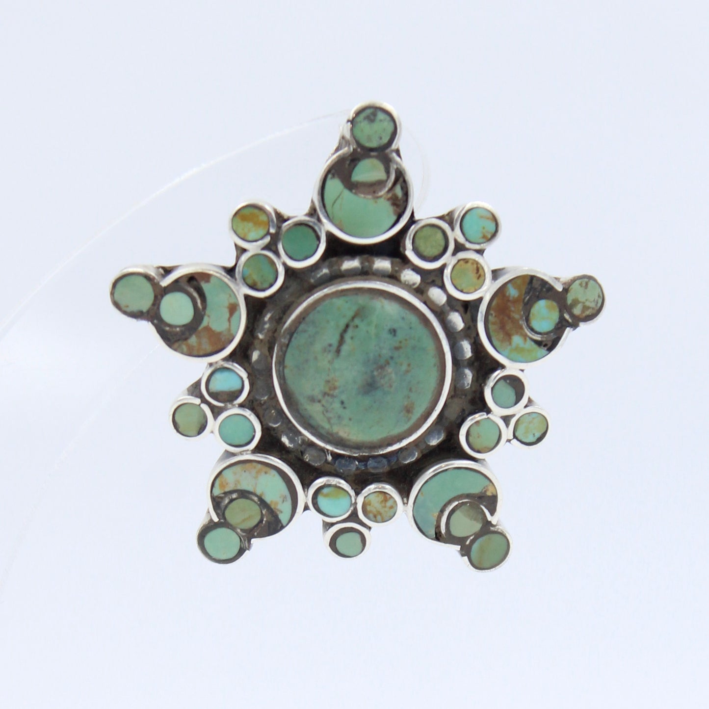Vintage Natural Turquoise Star Statement Stud Earrings in Sterling Silver