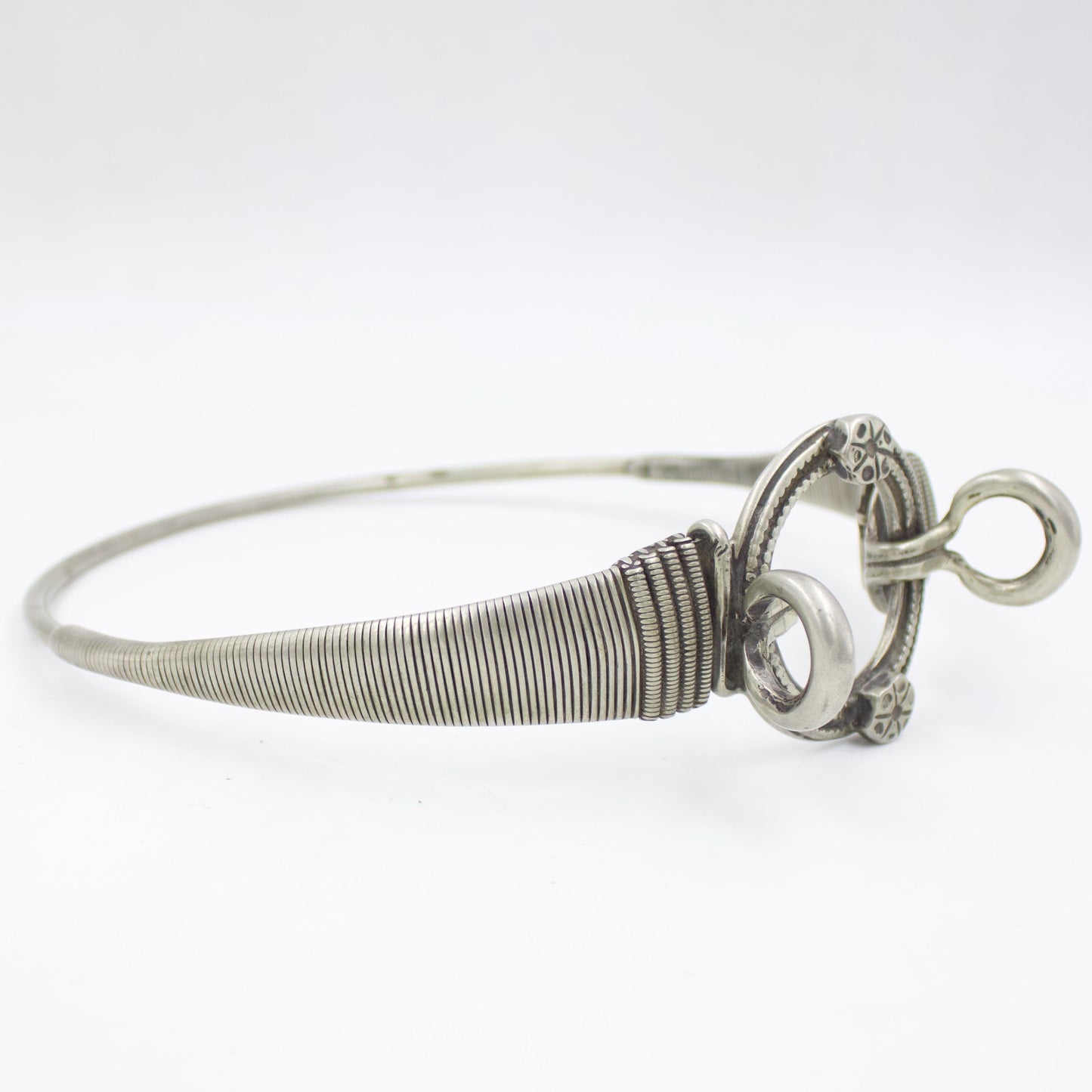 Antique Rajasthani Tribal Hasli Collar Statement Necklace in Silver