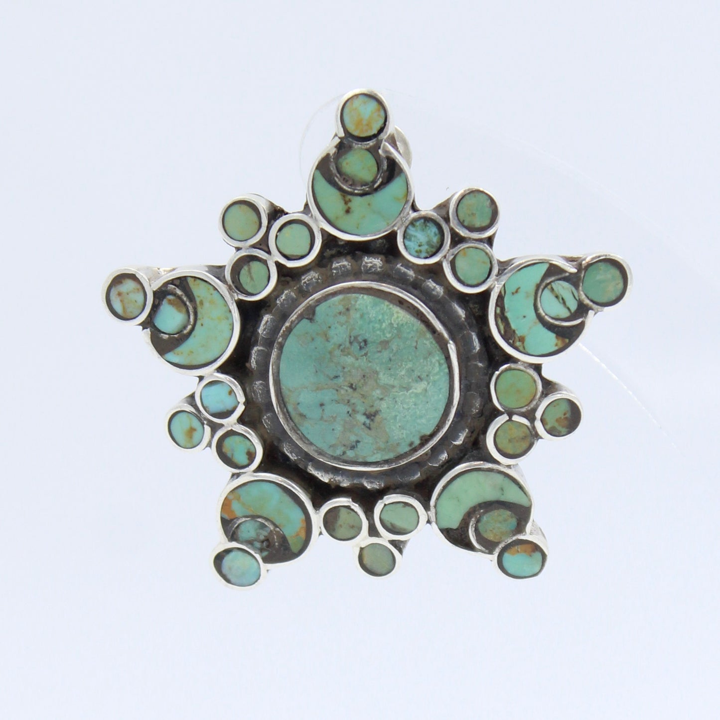 Vintage Natural Turquoise Star Statement Stud Earrings in Sterling Silver