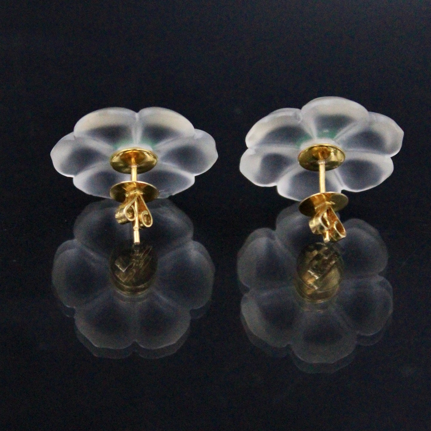 Unique 4.29 Ct Afghan Emerald & Rock Crystal Quartz Cosmos Flower Stud Earring