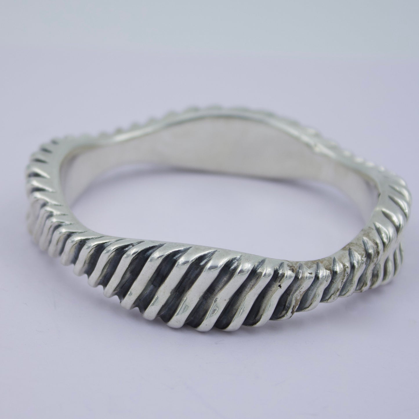 Vintage Statement Hollow Lightweight Bangle Bracelet in Sterling Silver