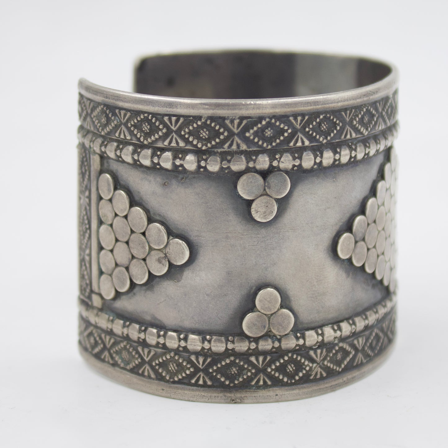 Vintage Rajasthani Hand Etched Cuff Bracelet in Sterling Silver