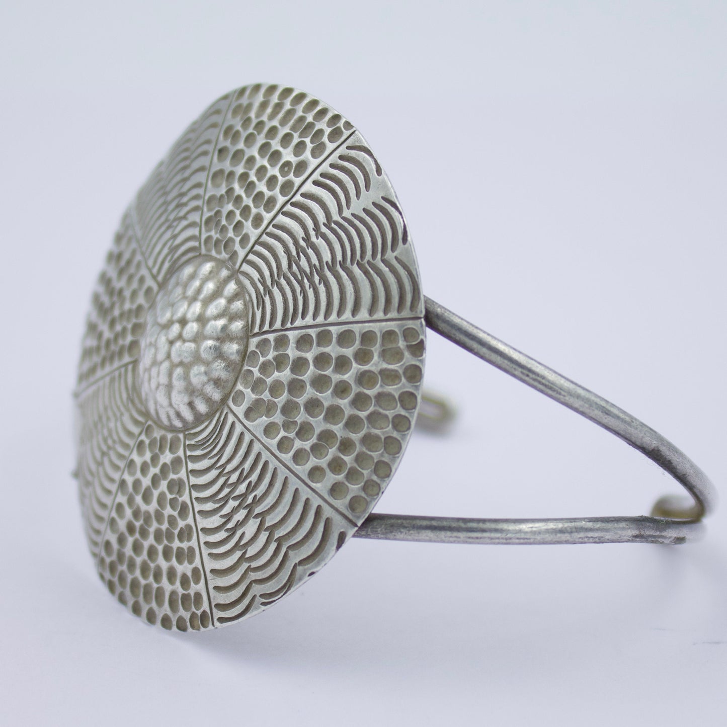 Vintage Indonesian Hammer Work Handmade Cuff Bracelet in Sterling Silver