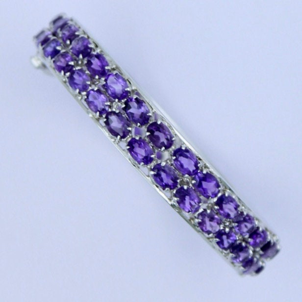 Natural AAA Amethyst Bangle in Sterling Silver