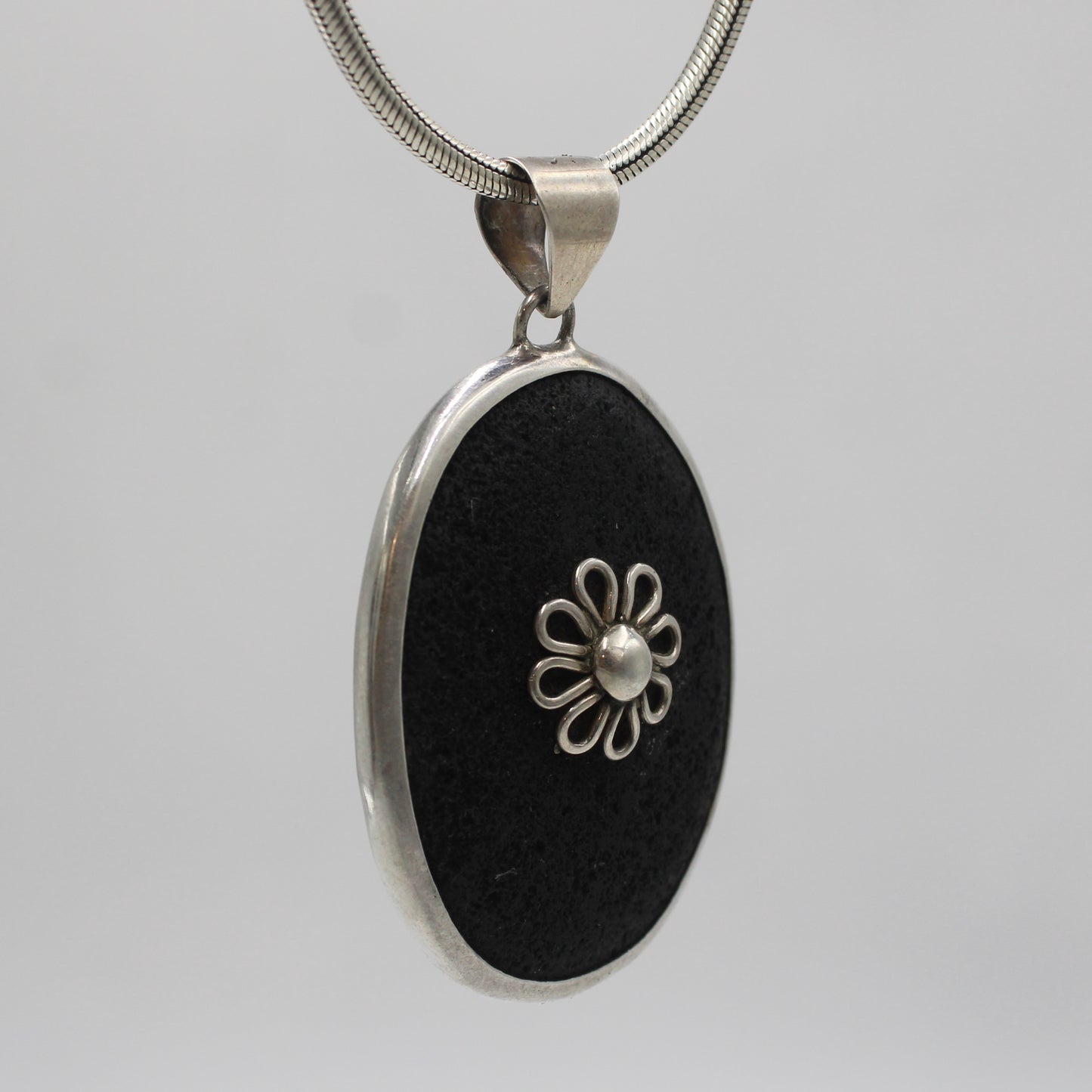 Uvarovite Garnet Drusy Floral Pendant in Sterling Silver