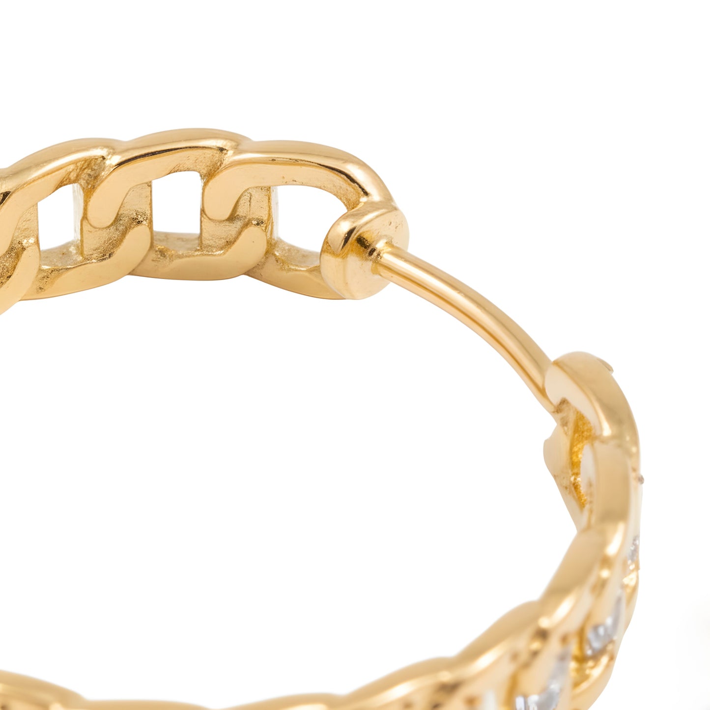 Statement 1.06 Ct Natural Diamond Twist Chain Hoop Earring in 18K Yellow Gold