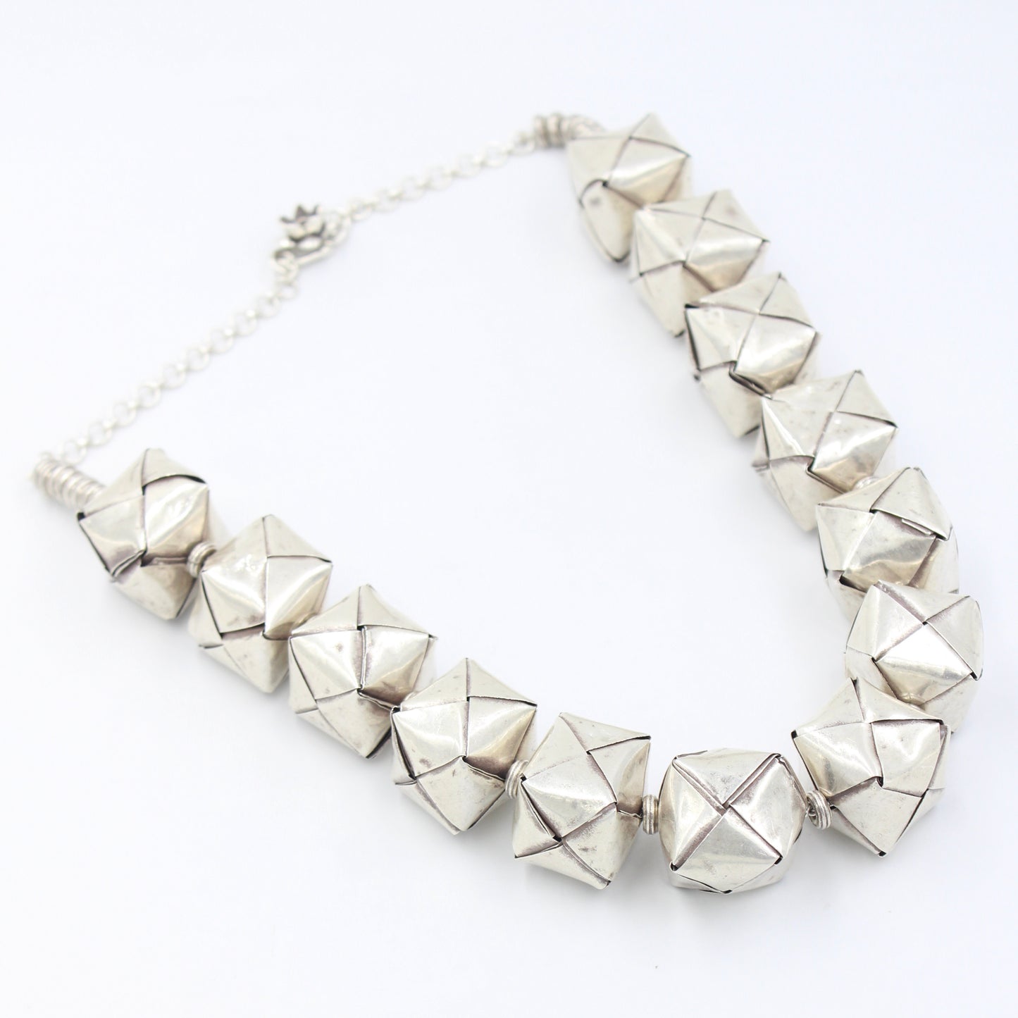 Handmade Indonesian Cubic Ball Beaded Necklace in Sterling Silver