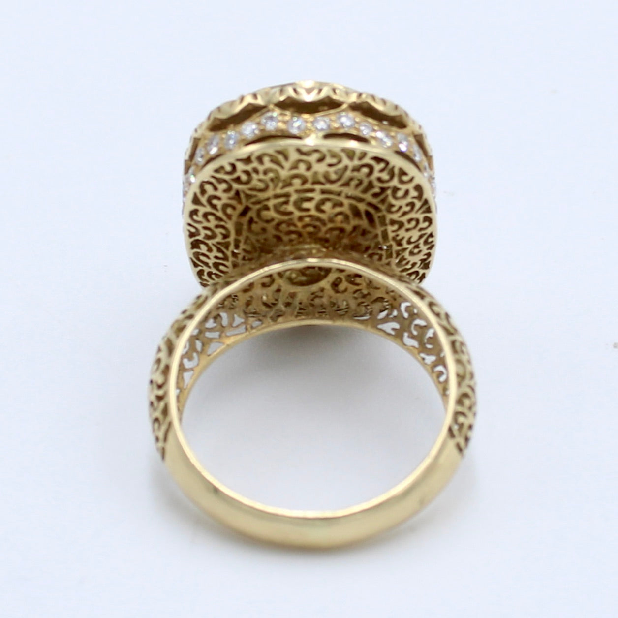 Luxury 3.58 Ct Polki Diamond Filigree Work Ring in 18K Gold