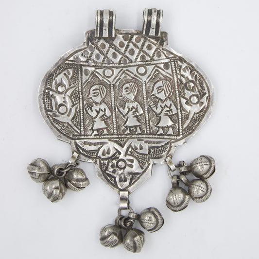 Antique Handmade Ghungroo Pendant in Silver from Orissa Circa 1930s