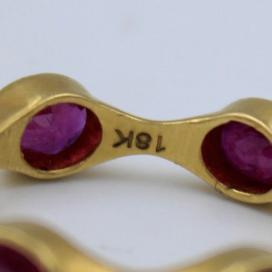 Natural 2.69 Ct Ruby Eternity Band Stackable Ring in 18K Brushed Gold