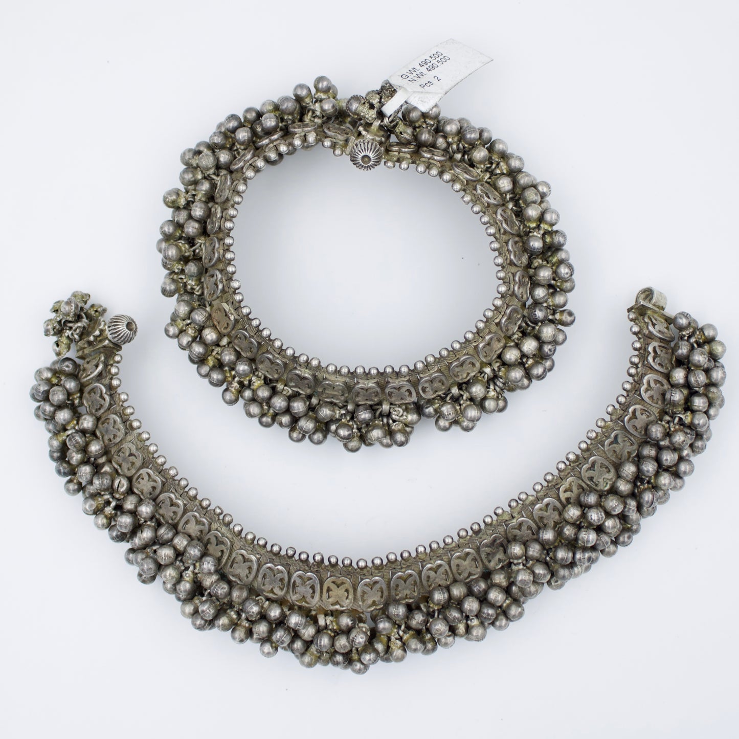 Vintage Indian Rajasthani Tribal Ghungroo Statement Anklet/Payal in Sterling Silver Collectors Piece Circa 1960