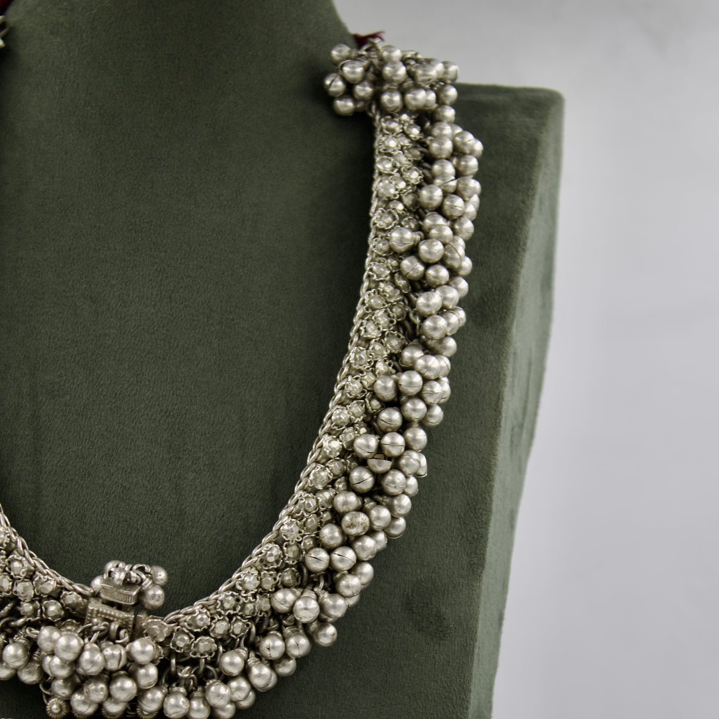 Antique Indian Rajasthani Tribal Long Statement Pendant Necklace in Silver Circa 1930 Collection Piece