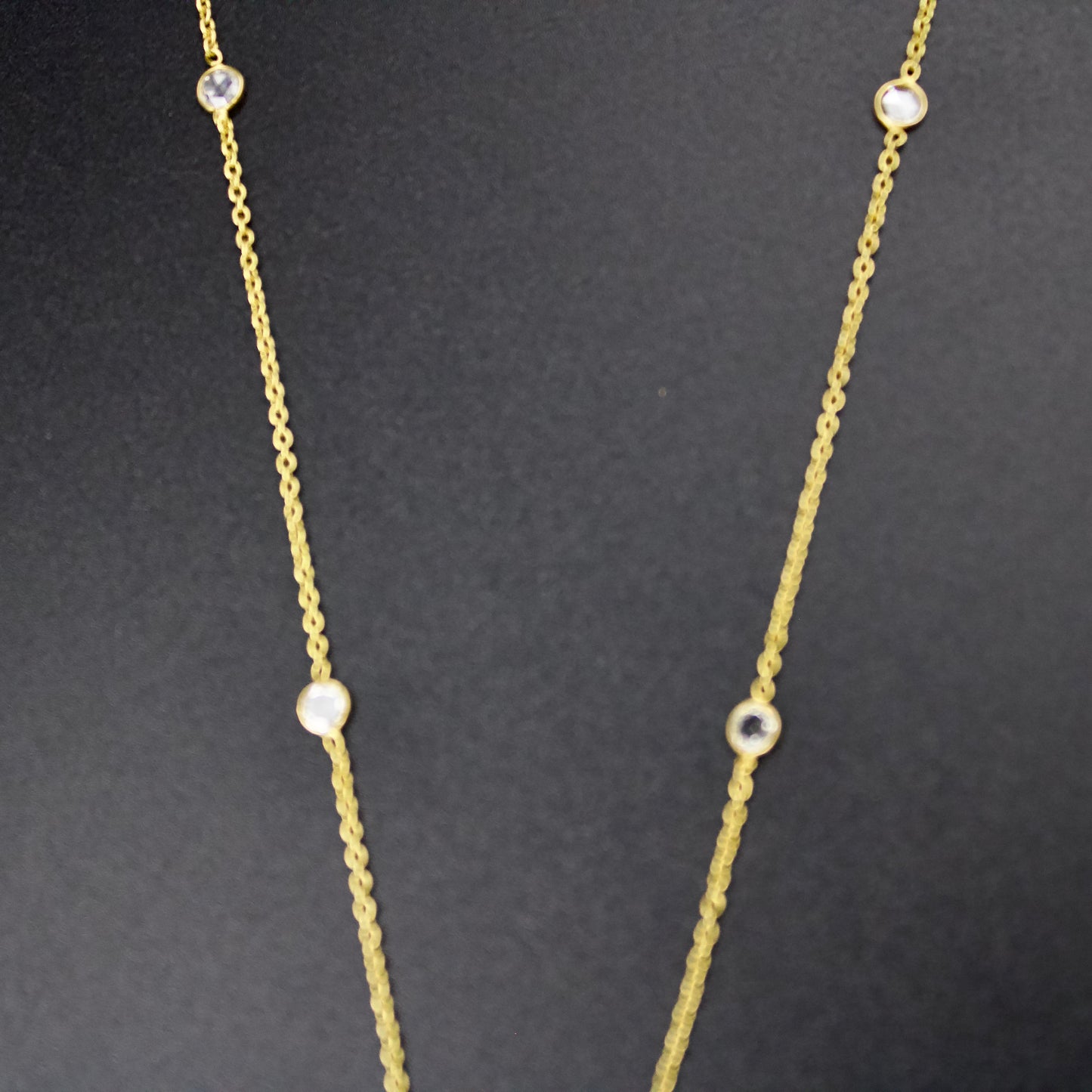 Elegant Natural 2.56 TCW Rose Cut Diamond Statement Pendant Necklace with Filigree Work in 18K Yellow Brushed Gold