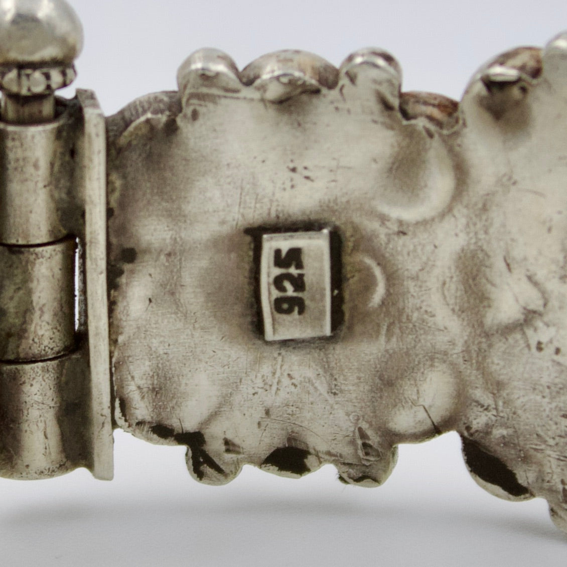 Handmade Indian Barmeri Work Gold and Silver Dual Toned Floral Statement Broad Hinged Bangle Bracelet in Sterling Silver