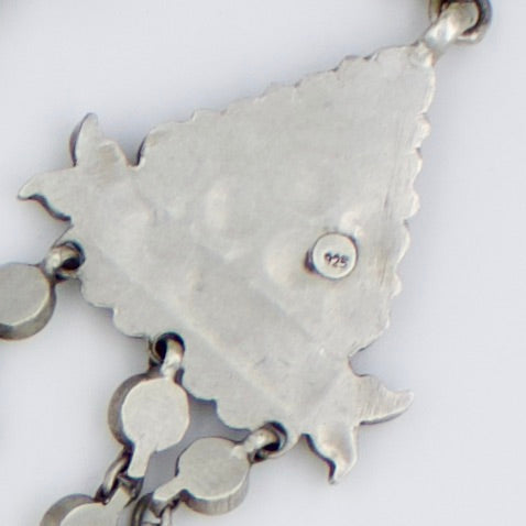 Handmade Rajasthani Gold and Silver dual-toned Statement Barmeri Necklace with 3 Strand Chain in Sterling Silver