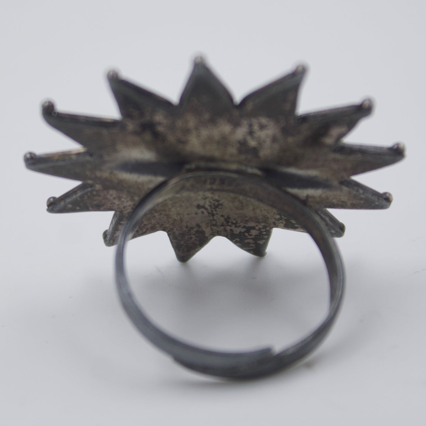 Handmade Tribal Indian Rajasthani Hand Painted Statement Cocktail Ring in Sterling Silver