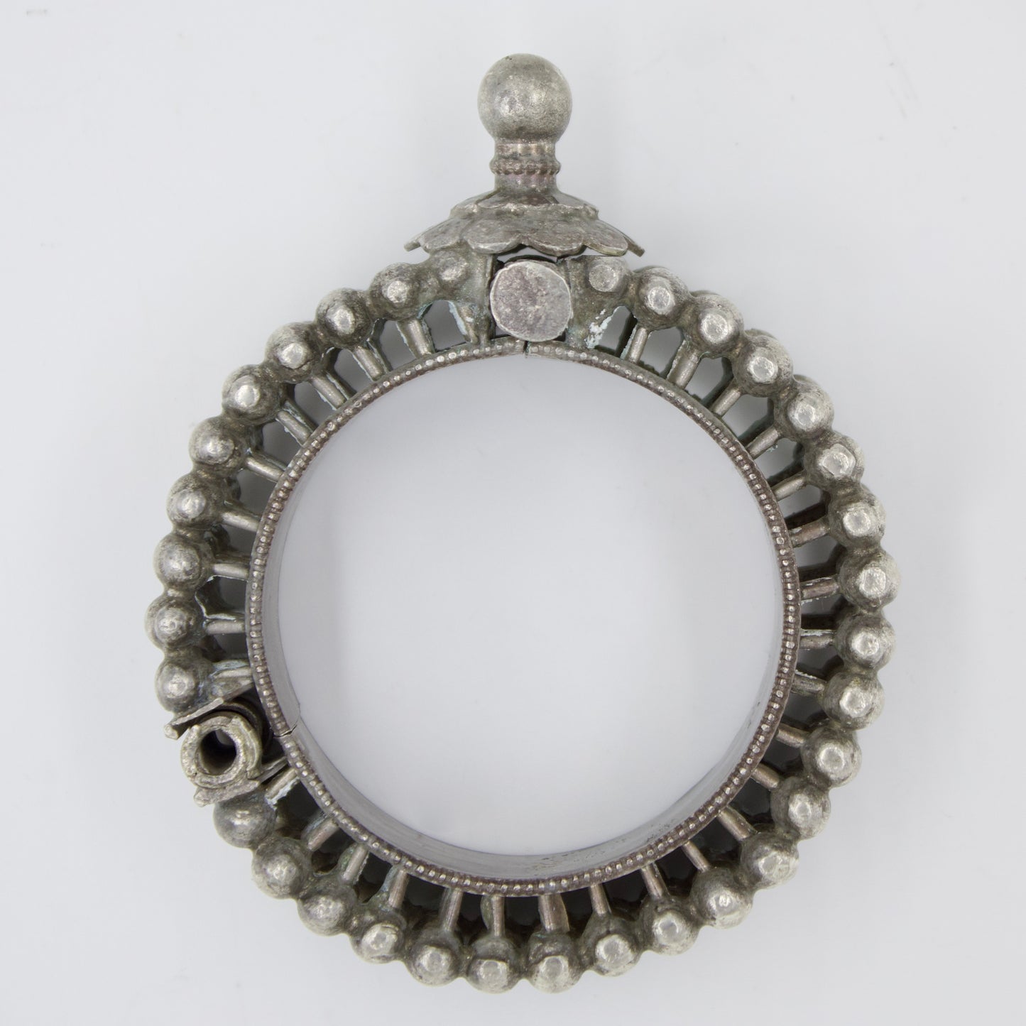 Antique Rajasthani Hinged Tribal Bangle Bracelet in Silver