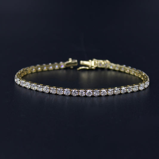 Elegant 7.4 TCW EF - VVS Triple Excellent Lab Grown Diamond Luxury Statement Tennis Bracelet in 18K Yellow Gold