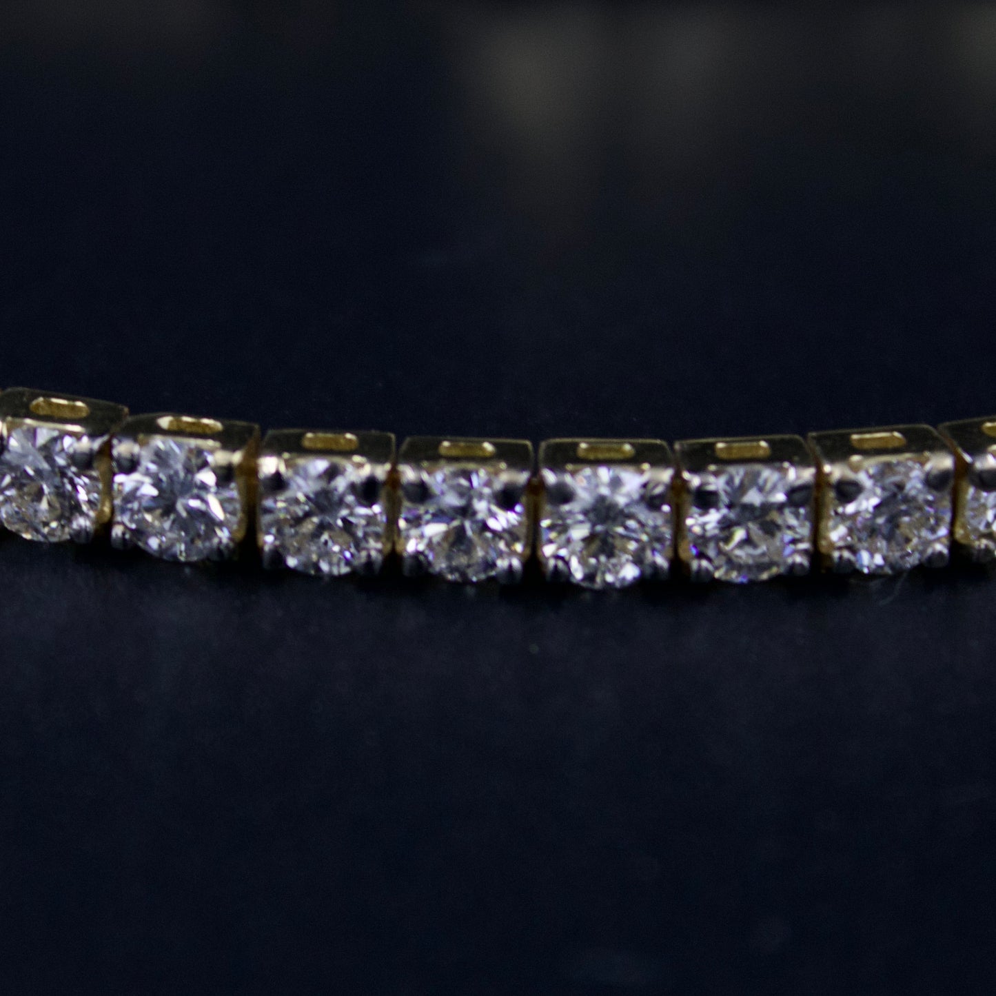 Elegant 7.4 TCW EF - VVS Triple Excellent Lab Grown Diamond Luxury Statement Tennis Bracelet in 18K Yellow Gold
