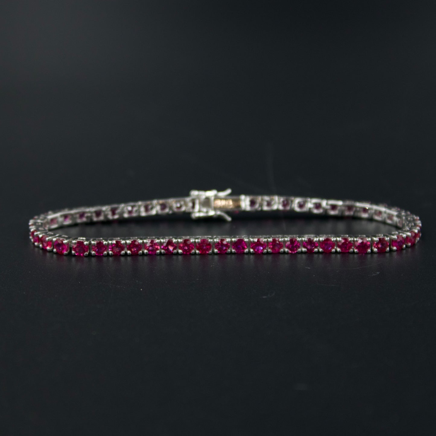 Elegant 6.4 TCW AAA Burmese Ruby Luxury Minimalist Tennis Bracelet in 18K White Gold