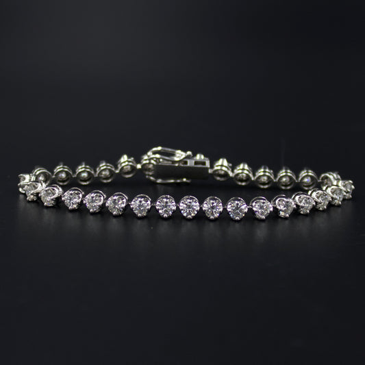 Elegant Certified EF - VVS 4.51 Ct Triple Excellent Natural Diamond Luxury Tennis Bracelet in 18K White Gold 6.75 Inches